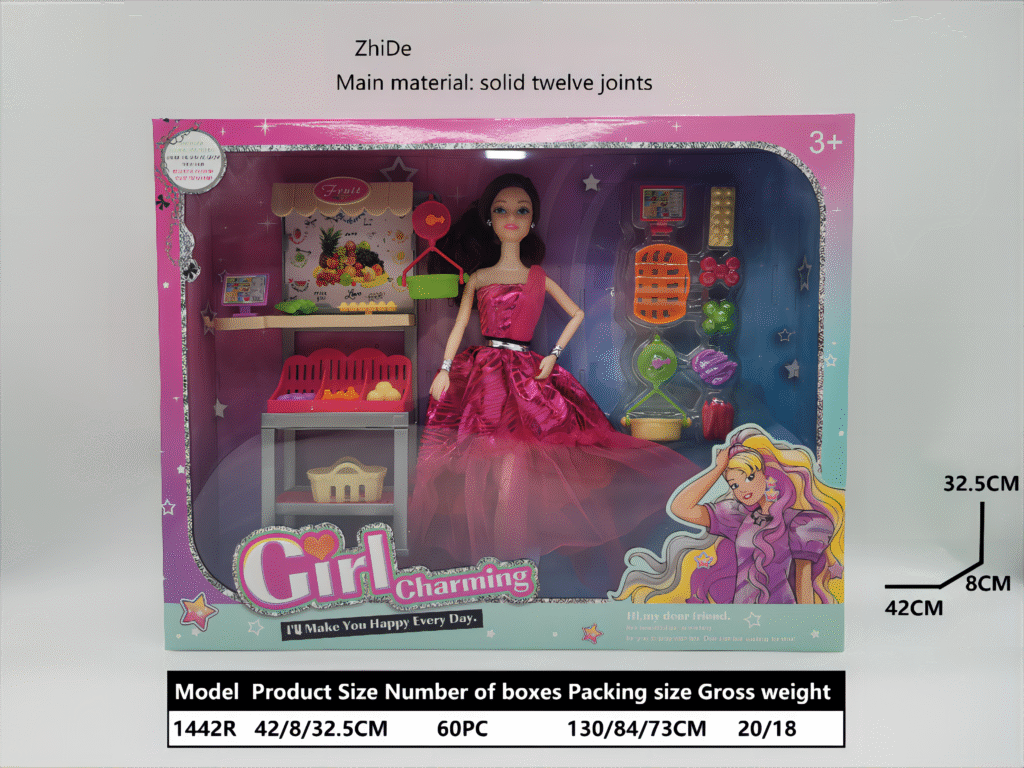 11.5 “Fashion Princess Doll. Match: A fruit platform set. 12 joints. Ponytail encryption