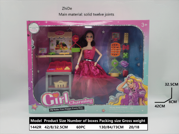 11.5 "Fashion Princess Doll. Match: A fruit platform set. 12 joints. Ponytail encryption