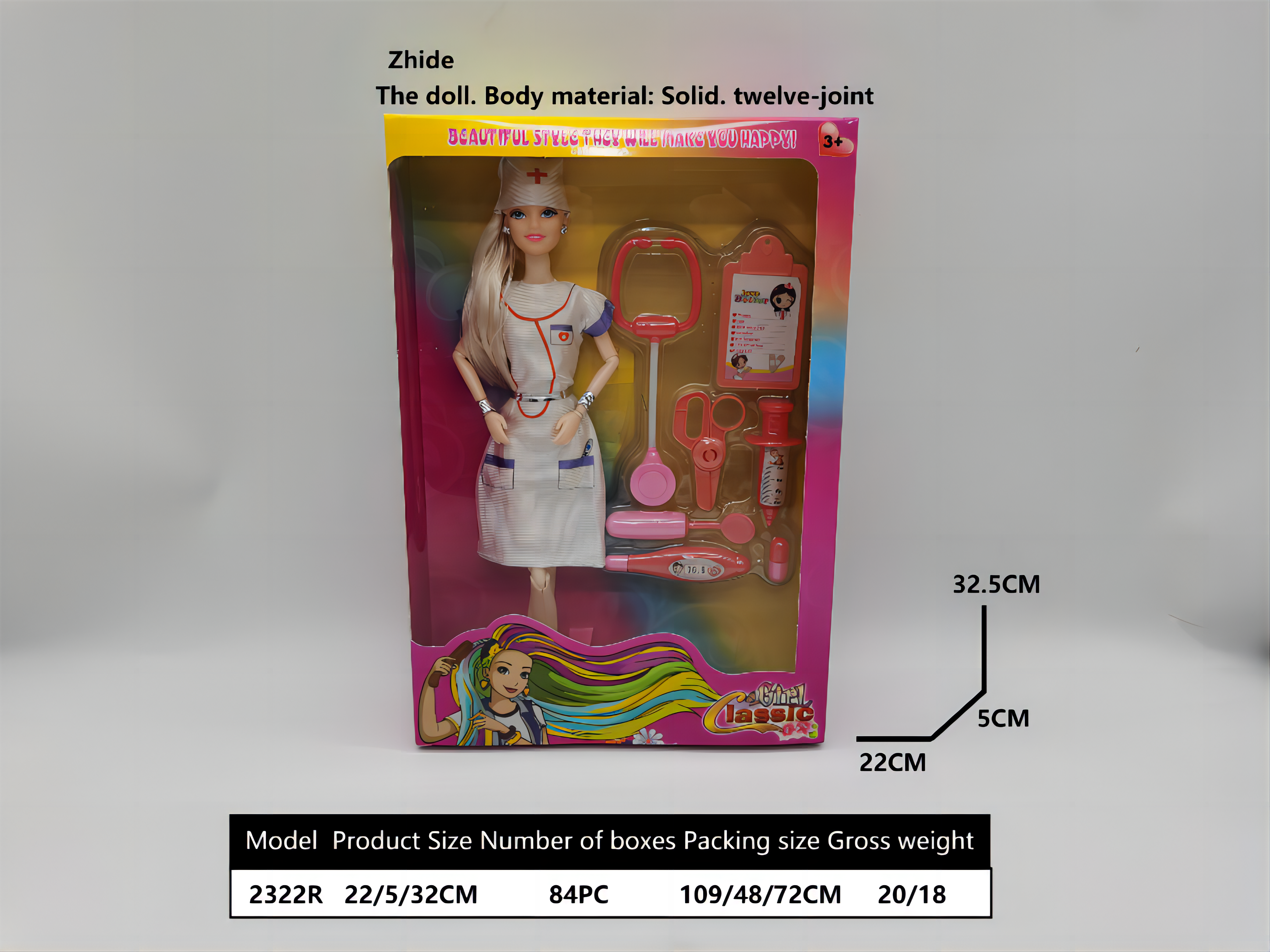 11.5 Fashion Princess doll nurse dress collocation