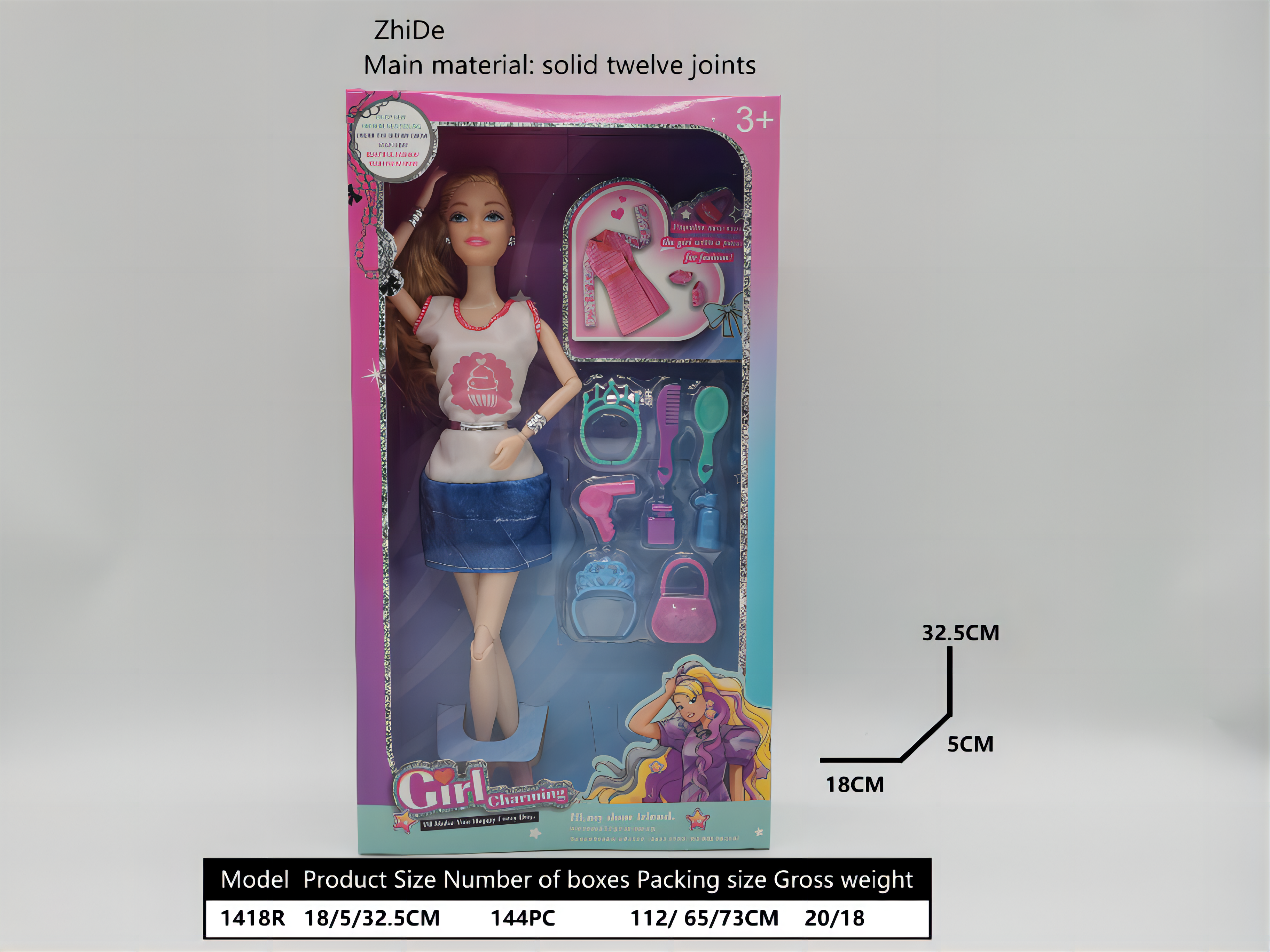 11.5 “Fashion Princess Doll. Match: Blister accessories. 12 joints. Ponytail encryption