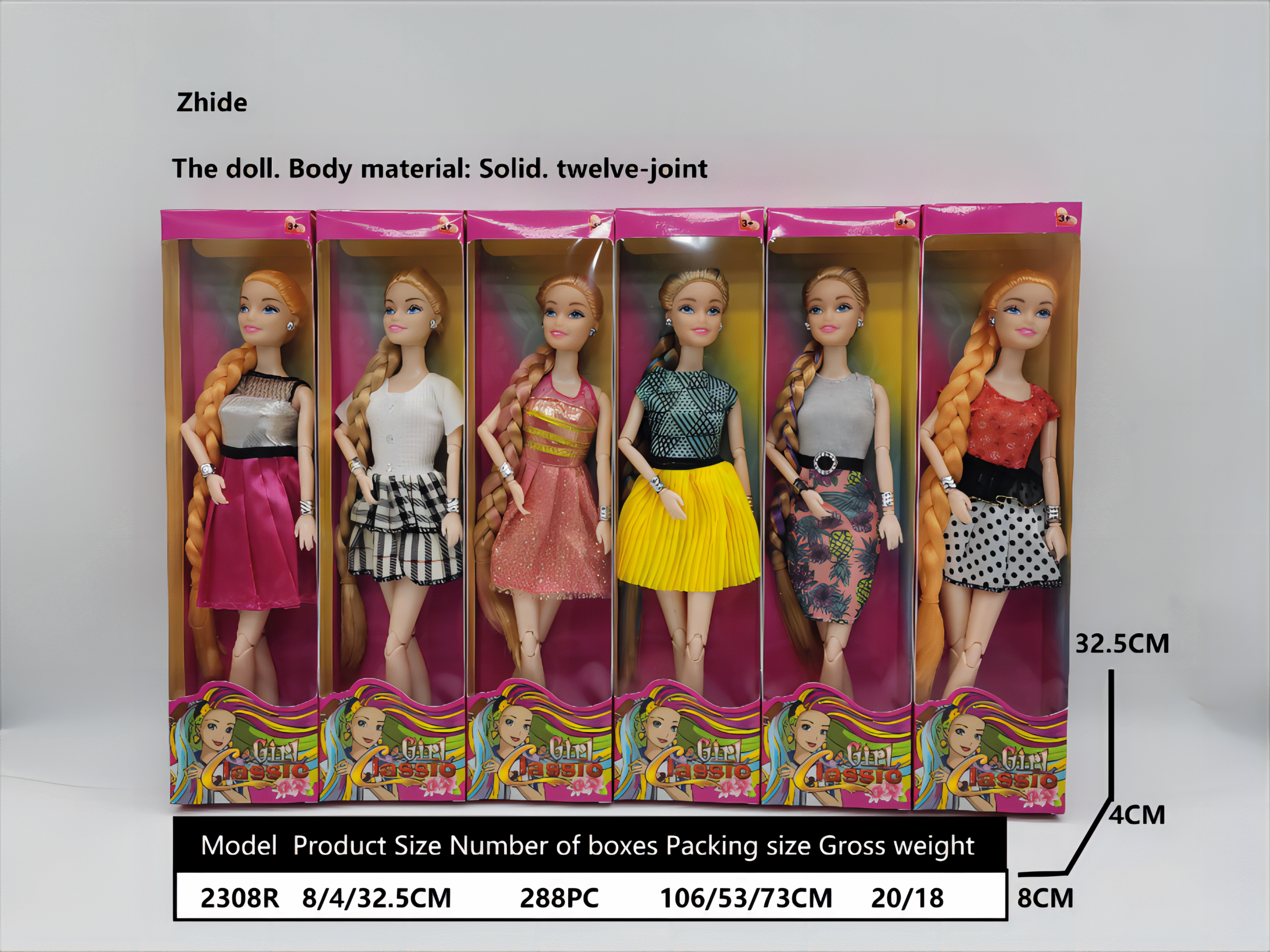 11.5 Fashion Princess Doll stand-alone box 6 Style mix and match